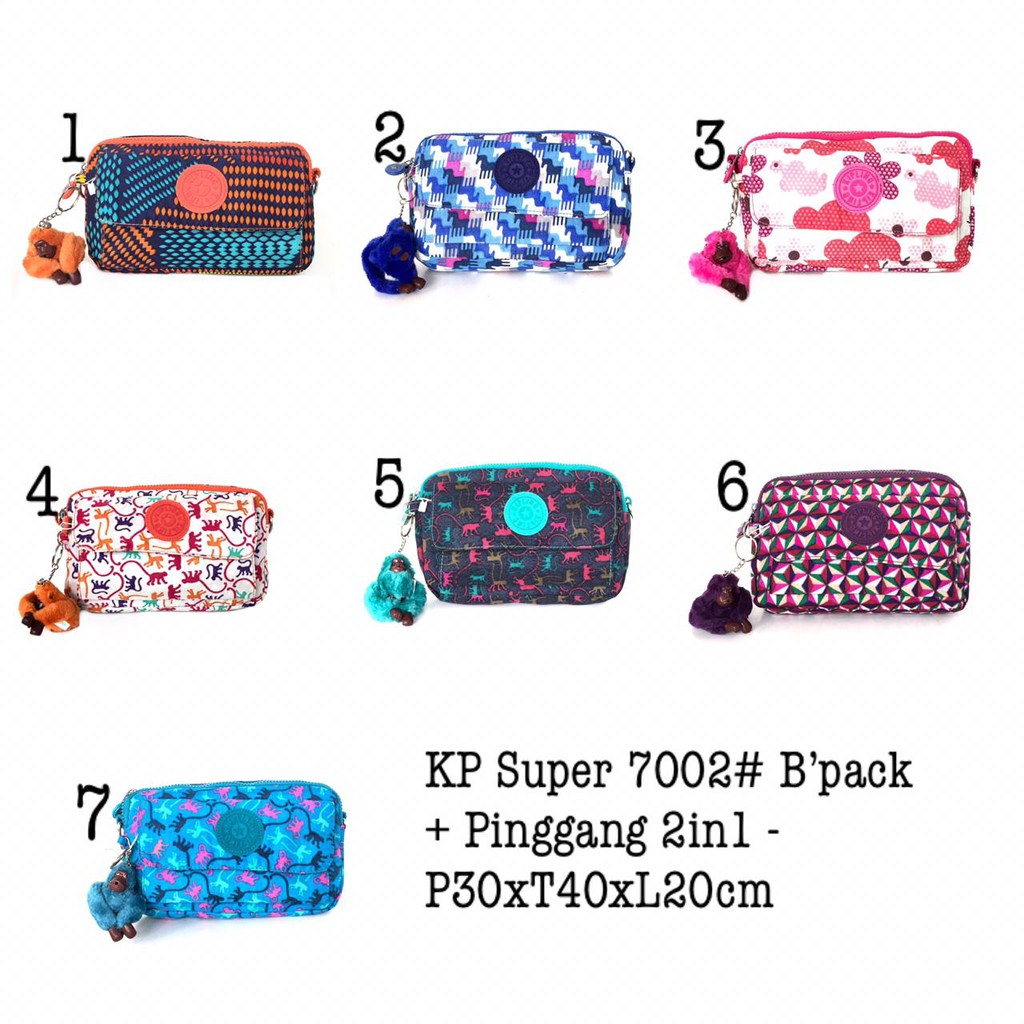 Tas Kipling 7002 Ransel Bonus Tas Pinggang Selempang 3 Fungsi 3in1 Cowok Cewek Laki Perempuan Awet