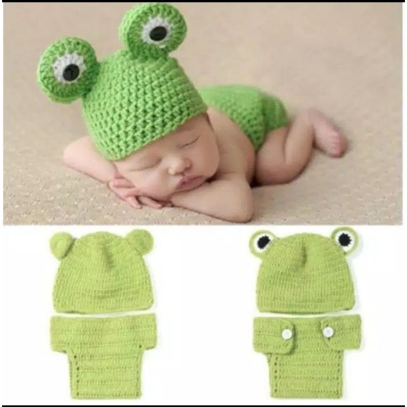 kostum baju bayi/ baju rajut bayi/ baju kostum katak