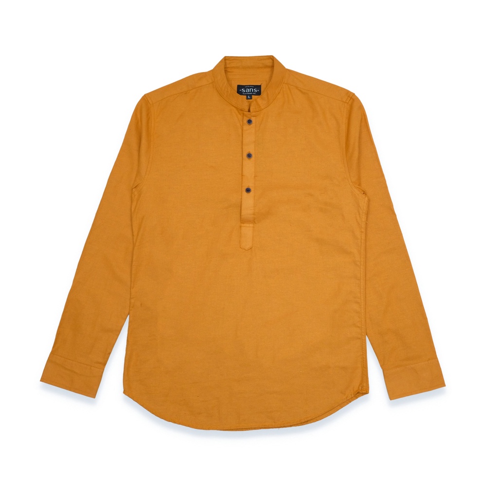 SANVANINA Kemeja Shanghai Pria Slim Fit MUSTARD E-1411A | Baju Koko Shanghai Pria Mustard