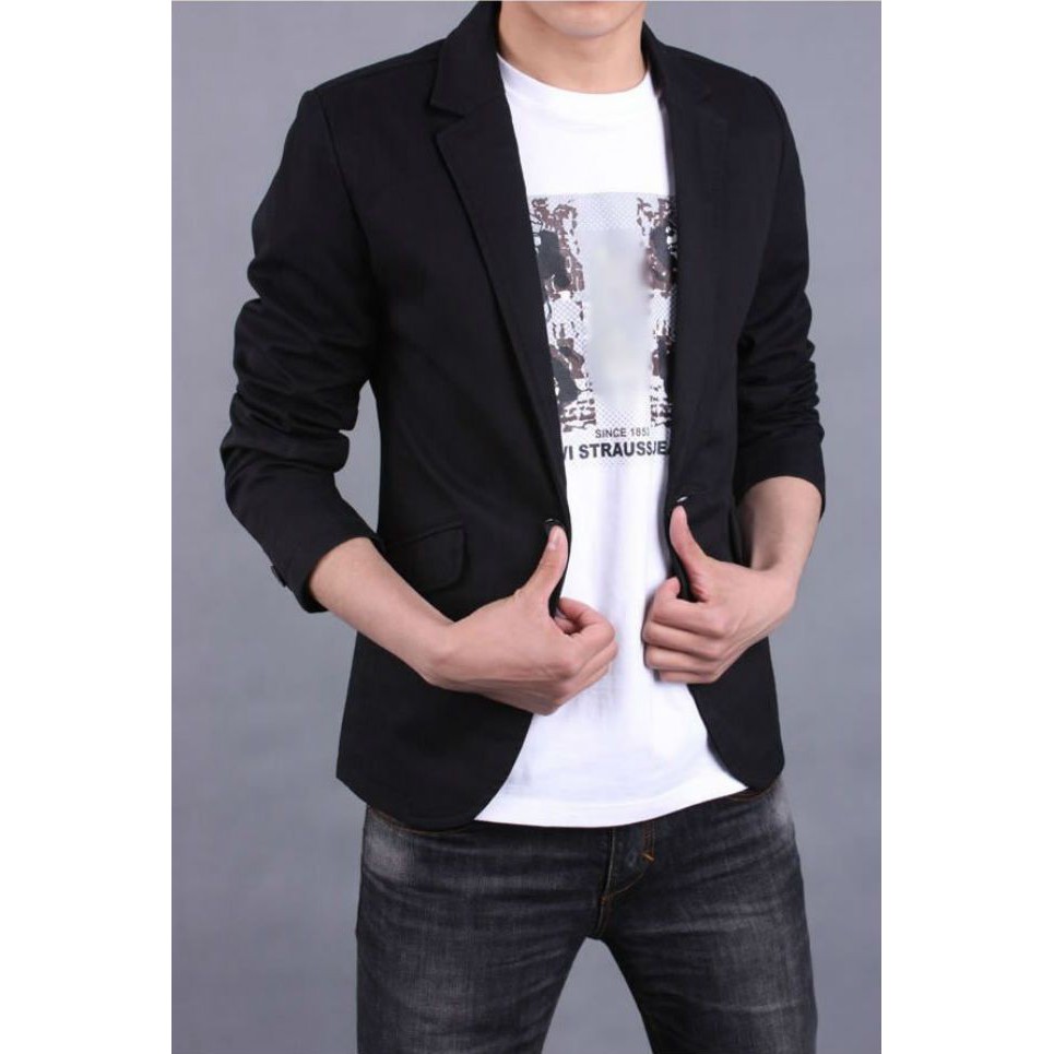 BLAZER PRIA SLIM FIT BLACK FASHIONABLE MEN SUIT ORIGINAL NIKAYU BAHAN HIGH TWIST TERBARU