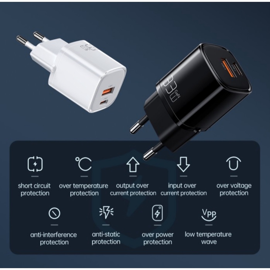 MCDODO GAN 33W CH-015 Adaptor Charger Dual PD Usb Fast Charging