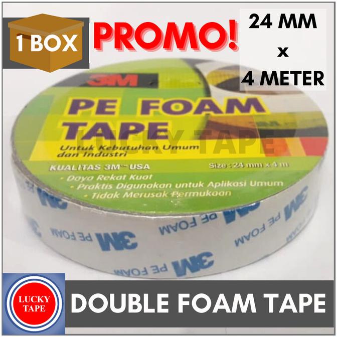

Promo 1 Box Double Tape Busa 3M Pe Foam Tape 24Mm X 4 M Meter Original Terlaris