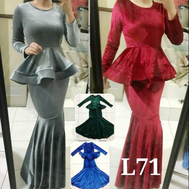 Dress ( ada ukuran)  L71 Dress Bludru dress xl  berhijab dress 671 lengan panjang fashion muslim