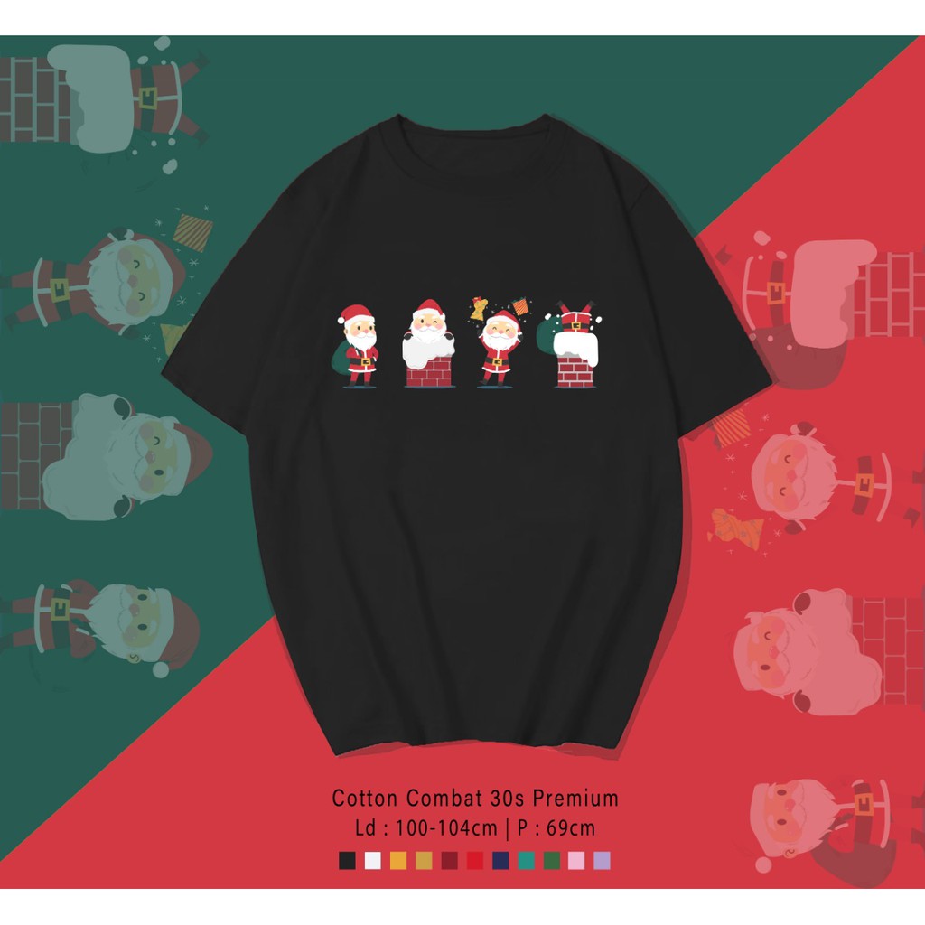 FREE CUSTOM NAMA - FOUR MINI SANTA T-SHIRT / KOAS UNISEX CEWEK COWOK / CUSTOM EDISI NATAL