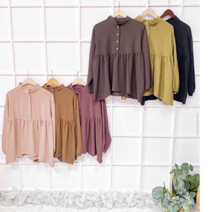 Tren Kekinian.. ARINA BLOUSE KATUN RAYON CRINKLE / BLOUSE MUSLIM WANITA