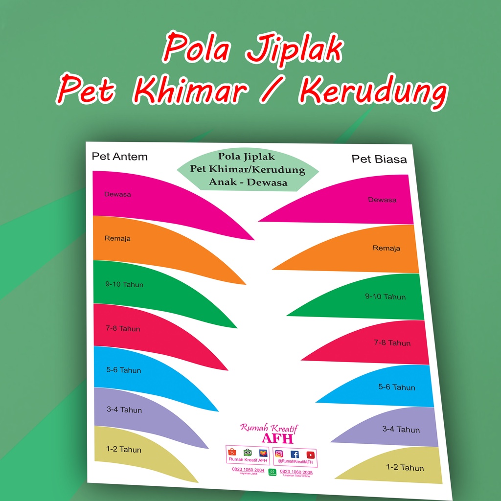 Pola Jiplak Pet Khimar | Pola Jiplak Pet Kerudung Anak - Dewasa