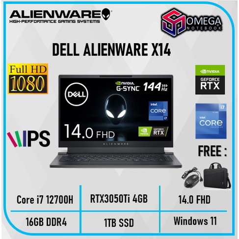 DELL ALIENWARE X14 I7 12700H 16GB 1TB / 512GB RTX3050Ti 4GB 14,0 FHD Windows 11