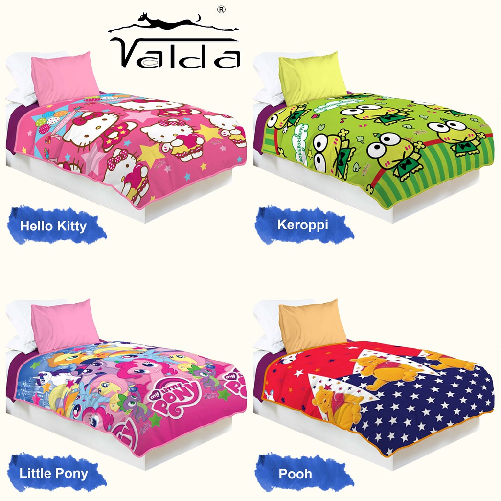 Selimut Valda Sutra Rotary 150x200 Doraemon Hello Kitty Frozen Keroppi LOL Mickey Tsum Unicorn Pony-1