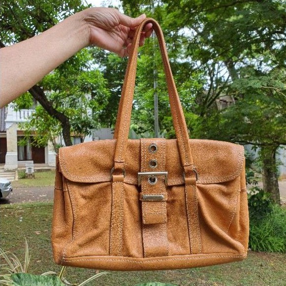 TAS PRADA MILANO SERIES BROWN LEATHER, PRELOVED ORIGINAL BRANDED BAG