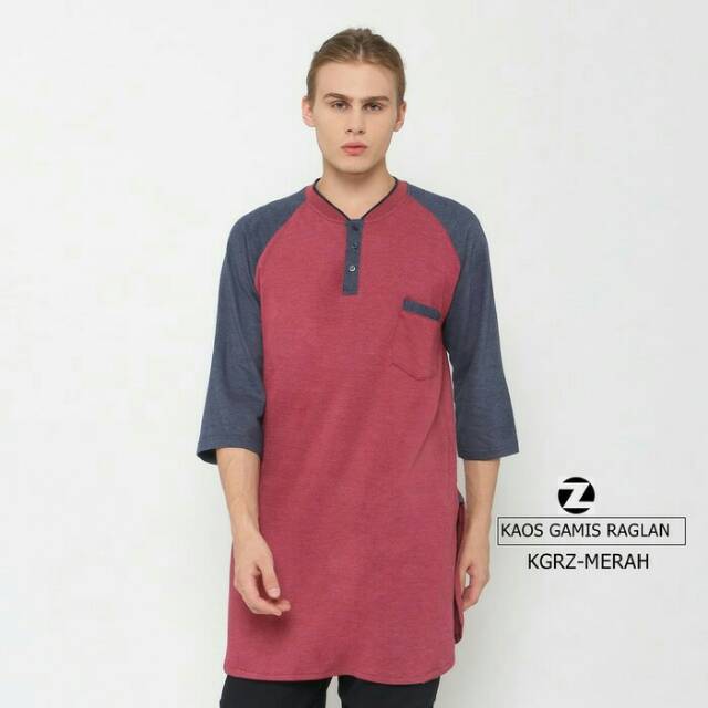 BAJU GAMIS KAOS RAGLAN ZAYIDAN KEREN - MERAH