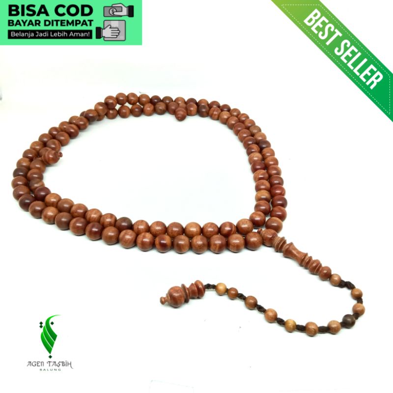 Tasbih Kayu Setigi Serat Barek Size 10mm, Tasbih 99 Butir Antik 100% ORIGINAL