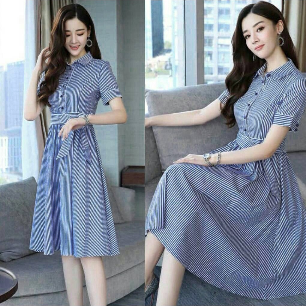 FWG - DRESS MD LINE / DRESS SALUR / DRESS GELIA / BAJU DRESS KOREA / DRESS WANITA / DRESS