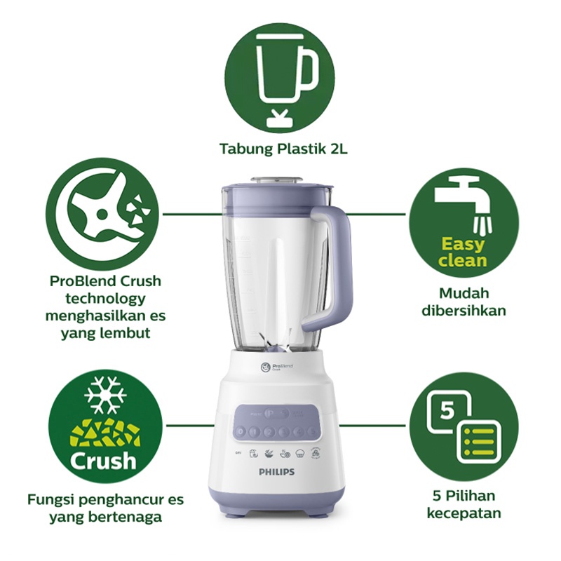 Blender PHILIPS Plastik 2L HR-2221 Garansi Resmi