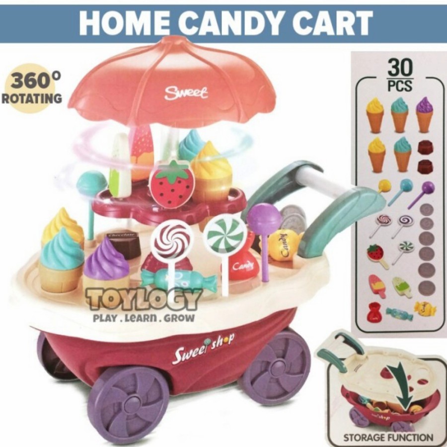 MAINAN HOME CANDY ICE CREAM CART GEROBAK MAINAN EDUKASI ANAK JUALAN ES KRIM - BC