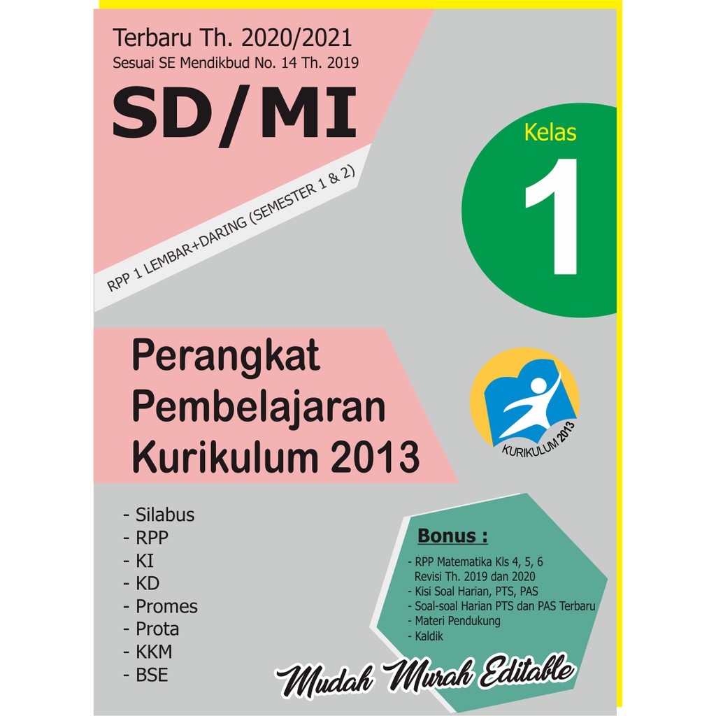 CD RPP 1 LEMBAR Kelas 1 | Perangkat Pembelajaran Tematik UMUM Full GURU KELAS SD/MI Revisi 2020