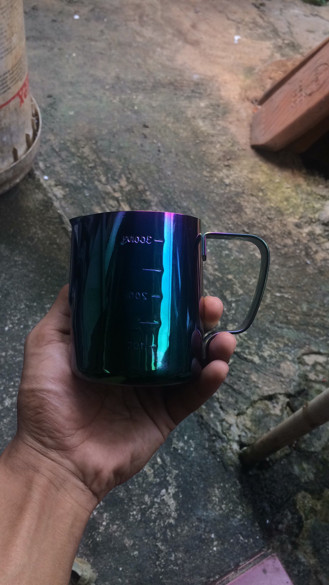 Milk Jug Rainbow 350ml Coffee Latte Jug Stainless Steamer Pitcher Kopi