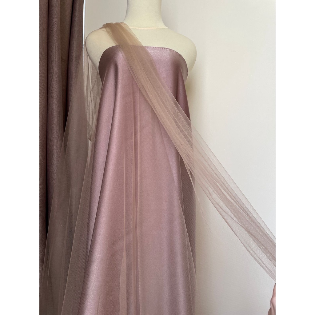 Bahan Kain Tile Tille Tule Tulle Polos Warna Pink Rosegold Dusty Purple Hitam Baby Blue Hijau Wardah Milo Nude Lavender