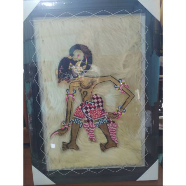 LUKISAN WAYANG KULIT BIMA WERKUDARA BAHAN KULIT KAMBING SOUVENIR KHAS JOGJA