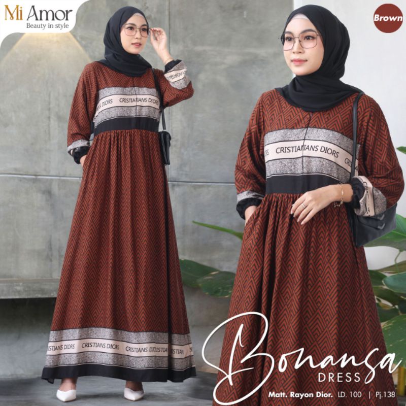 Bonaza Dress Gamis Wanita Rayon Dior Maxy Original Mi amor