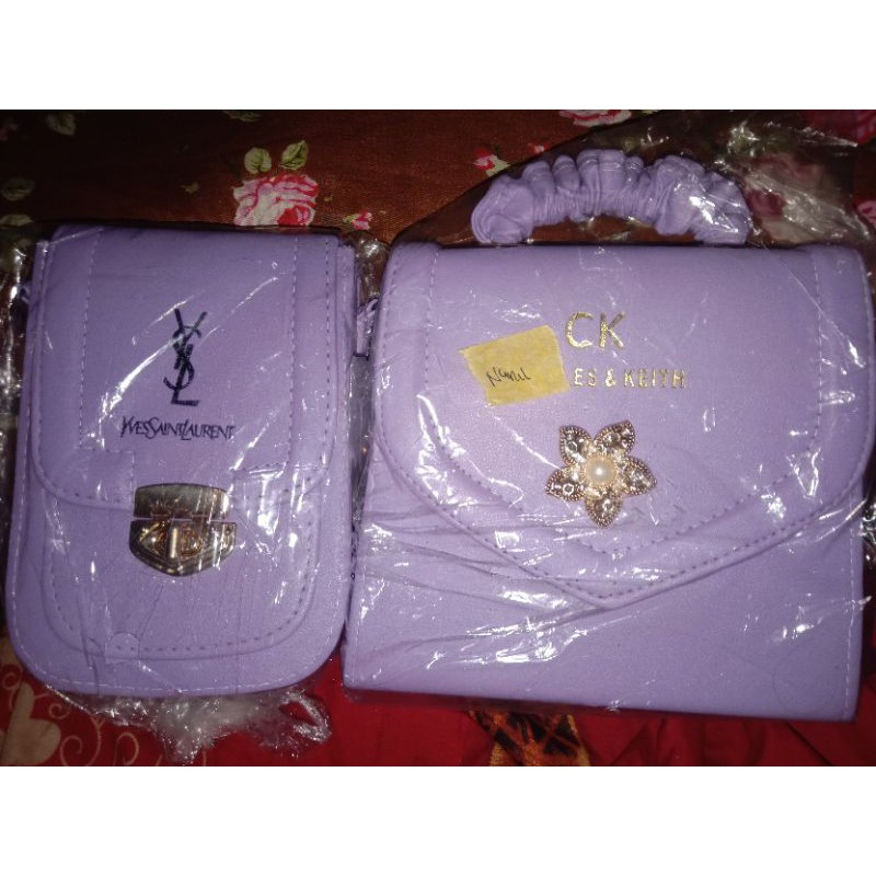 sling bag merek CK warna lilac