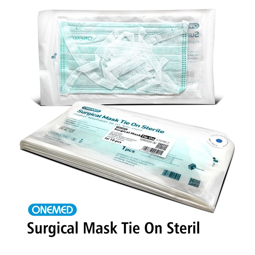 Onemed Masker Bedah Tali Steril Pack Isi 10 Pcs