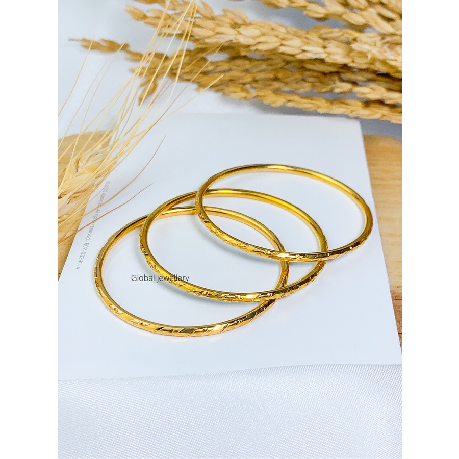 GELANG ANAK KERONCONG ISI 3 GOLD PERAK ASLI S925 GLOBAL JEWELLERY CK032