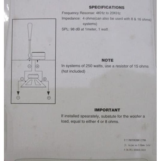 Tweeter Twiter AIRROW Model Bulat HL013 Super High Frequency 250 Watt