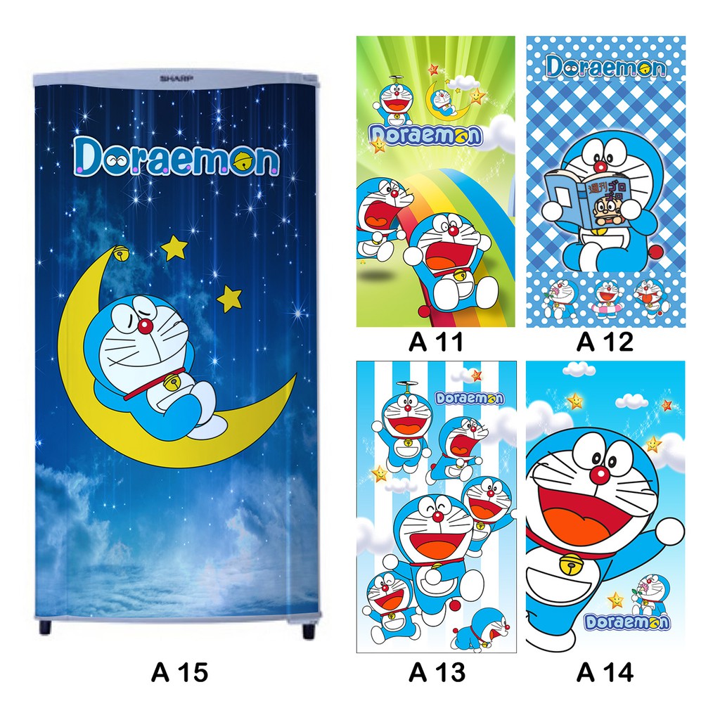 stiker kulkas 1 pintu  motif doraemon  lucu termurah se 