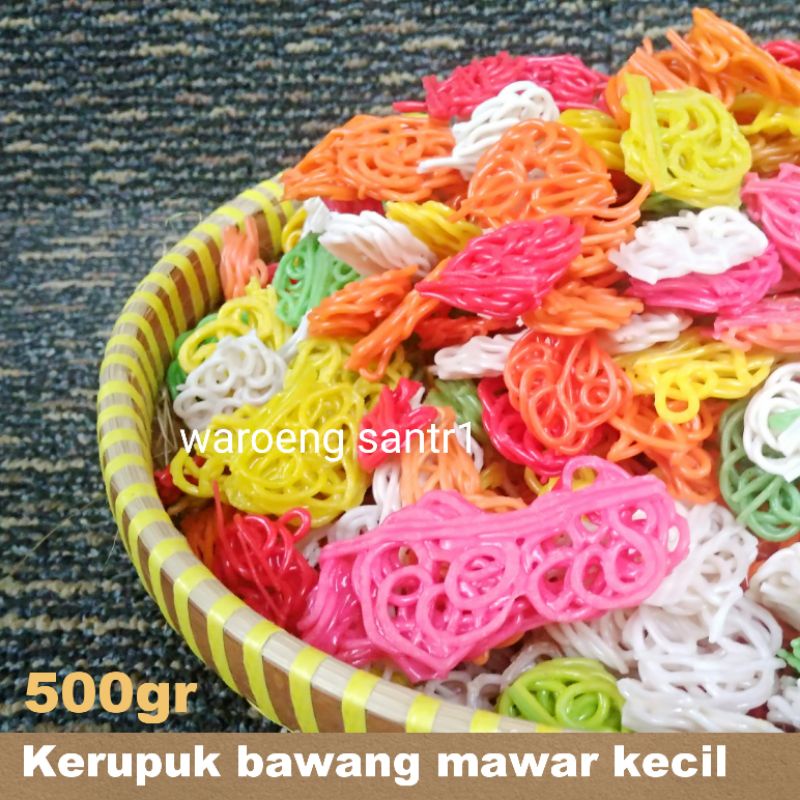 

Kerupuk krupuk bawang mawar kecil mentah mekar siap goreng 500gram