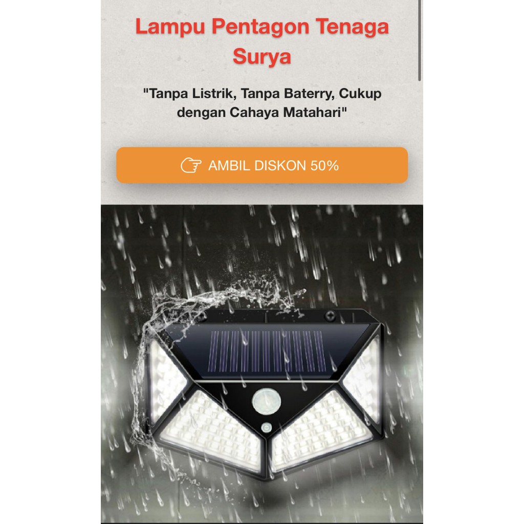 Lampu Pentagon recharge Tenaga Surya matahari tanpa listrik pln