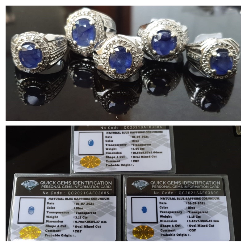 Natural Blue Sapphire/Safir Asli memo sertifikat