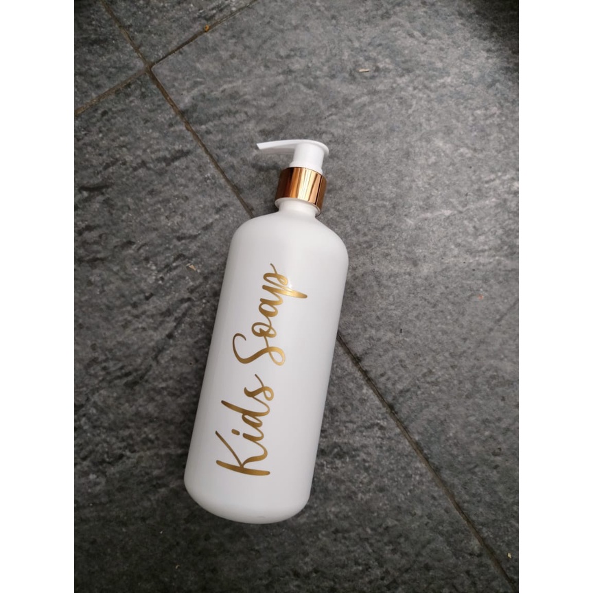 WHT-500 Botol Sabun Cair Pump Putih Doff Gold Aesthetic 500ml Luxury Estetik Free Label - Gold Collection