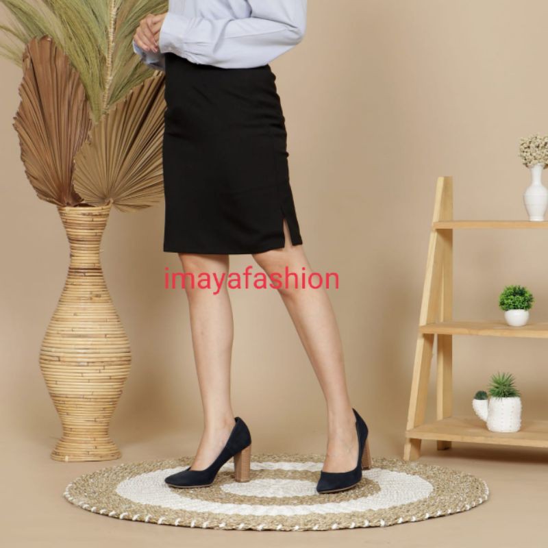 Rok wanita pendek di atas lutut Rok span hitam Rok hitam kantor Rok hitam kerja Rok hitam bahan