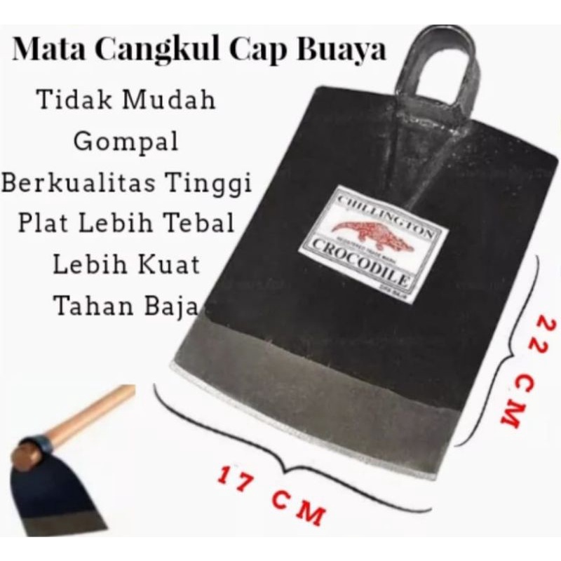 MATA CANGKUL CAP BUAYA (CROCODILE)-MATA CANGKUL CAP BUAYA TAHAN BAJA-PLAT TEBAL-MATA CANGKUL