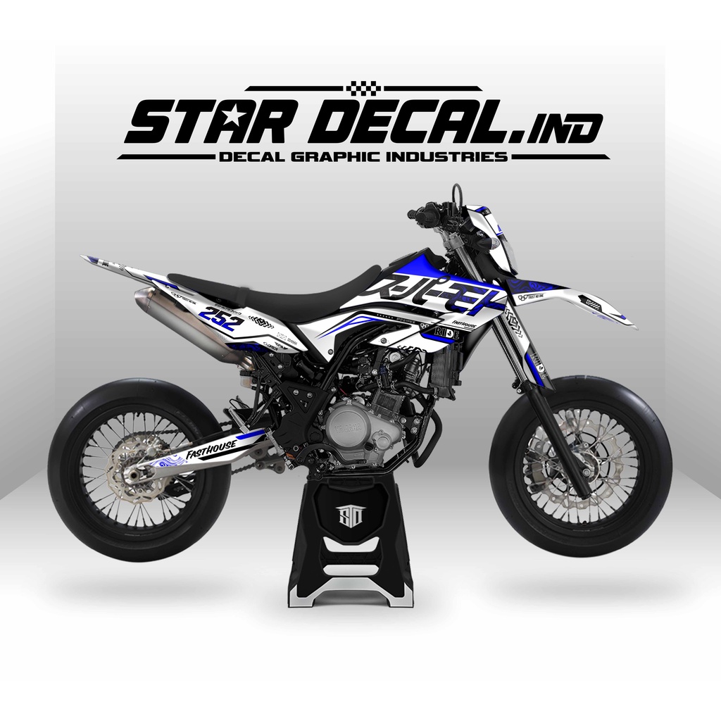 Stiker Motor Yamaha WR 155  full body Decal Motor WR 155  full body Putih Biru 6