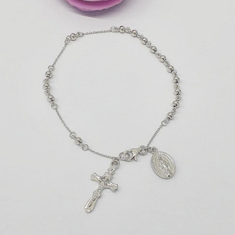 gelang fashion berliontin salib perak asli silver 925 anti karat