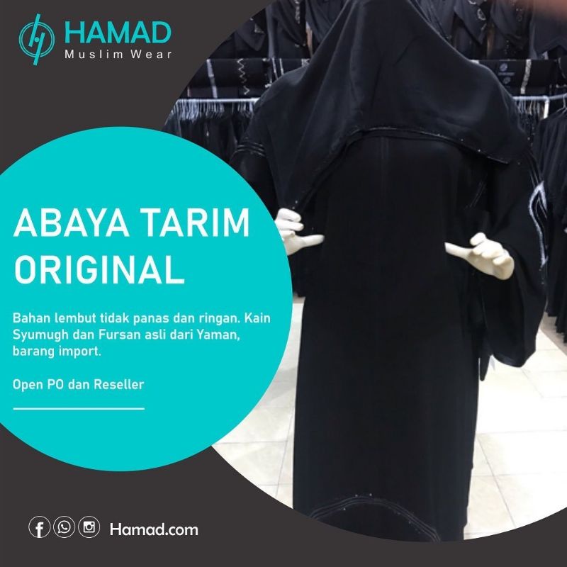 Abaya Hitam polos Yaman ori Tarim