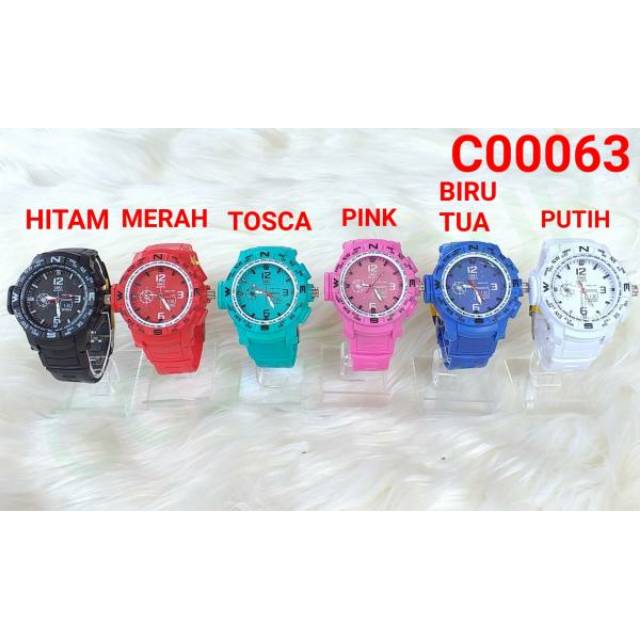 ( C063 ) JAM TANGAN SPORT / WATER RESISTANT 3 ATM / TAHAN AIR