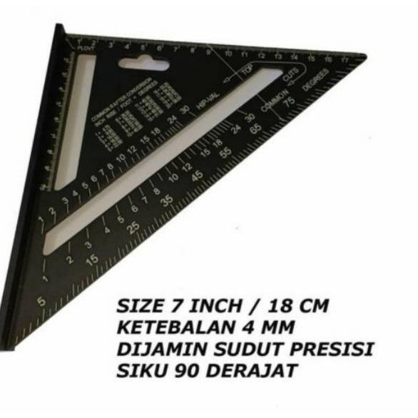 

Terlaris Speed Square 7 Inch Solid Black / Penggaris Siku Segitiga Solid Hitam .,