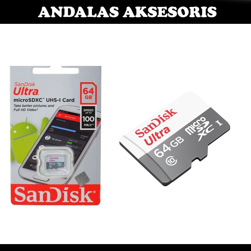 KARTU MEMORI MICRO SD MICROSD SANDISK ULTRA microSDHC UHS-I Class 10 32GB 64GB 128GB