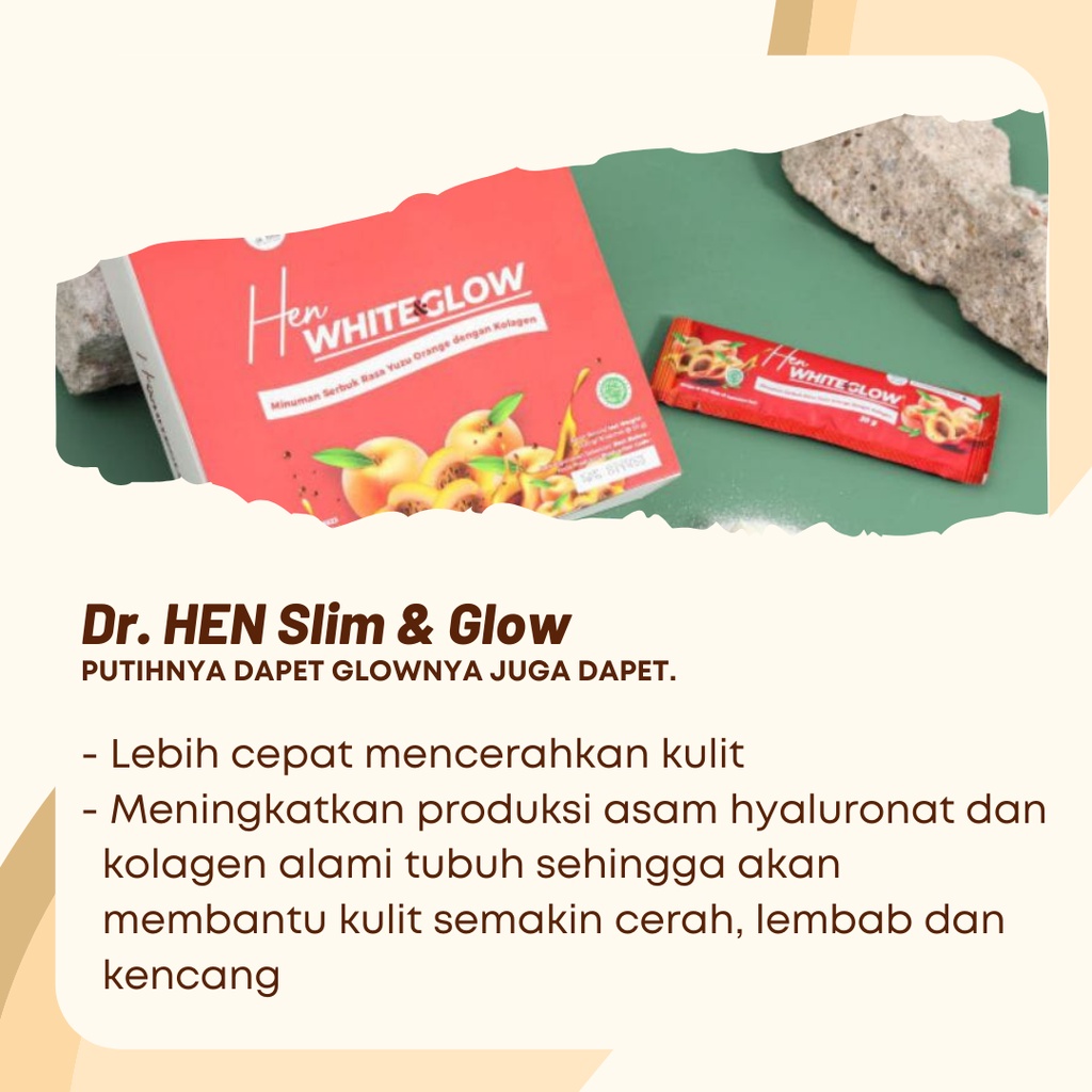 Dr.Hen White &amp; Glow Skin Minuman Collagen DNA Salmon L Glutathione Merawat Kulit Dari Dalam Perawatan Kulit Wajah