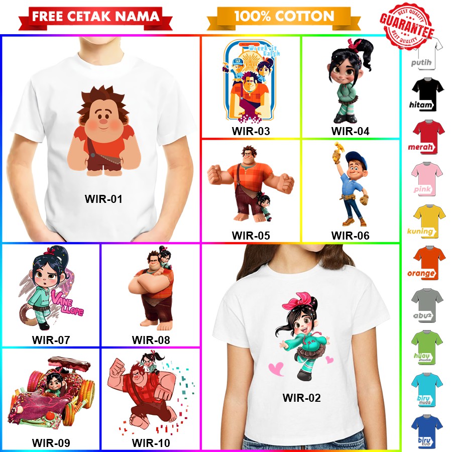 [FREE NAMA!!] Baju Kaos ANAK DAN DEWASA WRECK IT RALPH BANYAK MOTIF