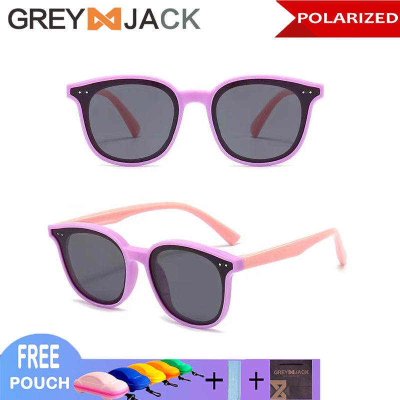 Grey Jack Kacamata Anak Sunglasses Hitam Anti Uv Korean Style TR90 Ringan Fashion Anak Laki-laki dan Perempuan 0015 0014-C6 PURPLE PINK