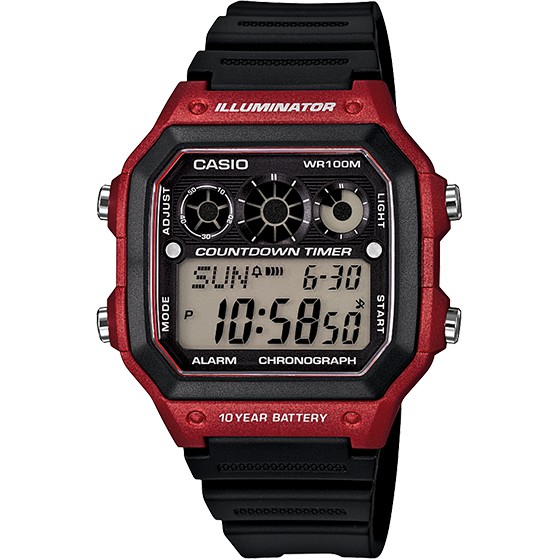 Casio Original AE-1300WH-4A Jam Tangan Pria - Digital - Karet - Merah