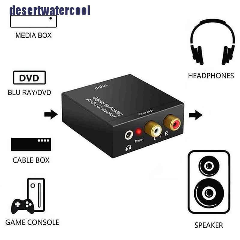 Adapter Konverter Optikal Coax Toslink Digital Ke Analog Rca L/R Stereo Audio