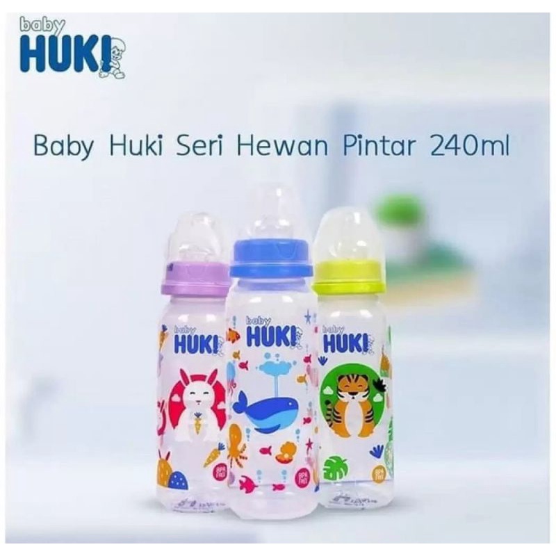 Huki Baby Botol Susu 60ml 120ml 240ml Dot Nipple Silicone Dot Gepeng