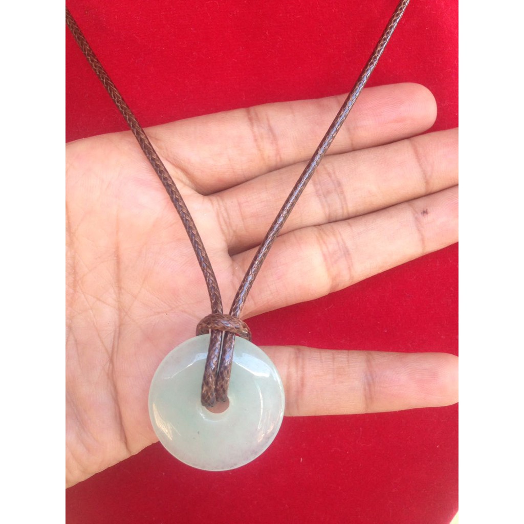 Kalung Tali Liontin Giok Koin Putih