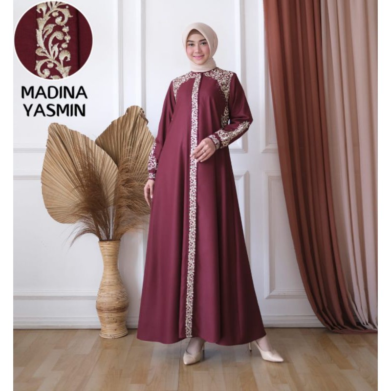Gamis Madina Yasmin Kasual Model Baju Gamis Muslim Bordir Baju Gamis Wanita Bordir