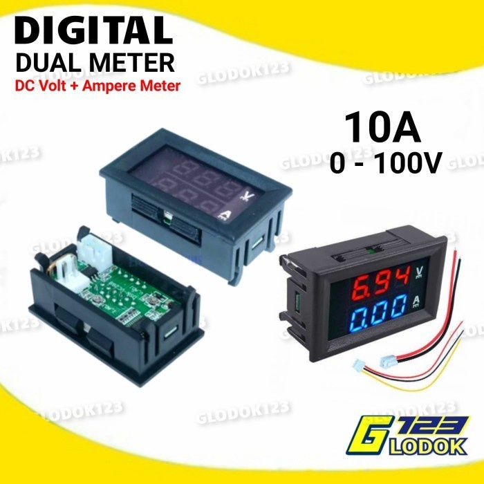 Dual Volt Amp Meter Digital Ampere Meter Voltmeter 10A 0-100V Ammeter