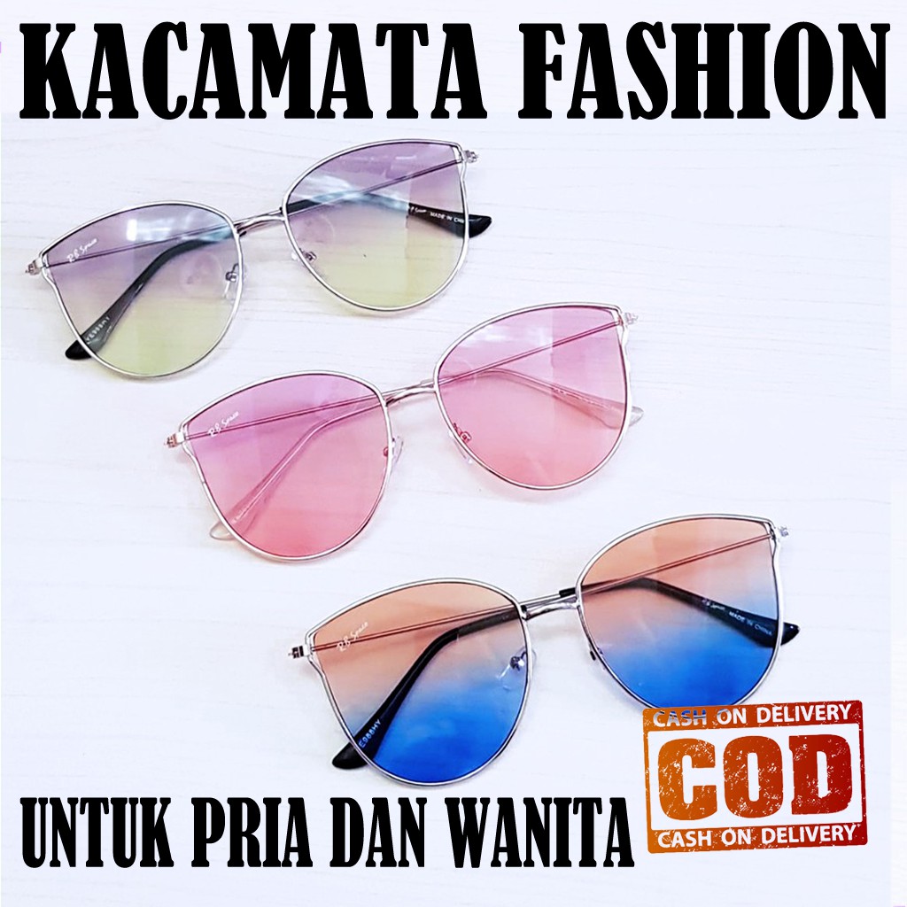 Kacamata Vintage Fashion Wanita Pria Kaca Mata Fashion Oval Dewasa Dual Color Sunglasses Sunnies